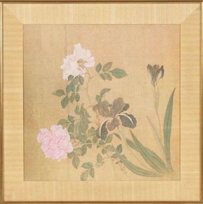 null KIYOHIKO NISHIDA (né en 1937)

Fleurs sur fond or, composition signée en bas...