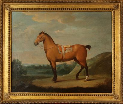 null ÉCOLE DU XIXe SIÈCLE 

Cheval dans un paysage

Toile (rentoilée)

Haut. 48 cm...