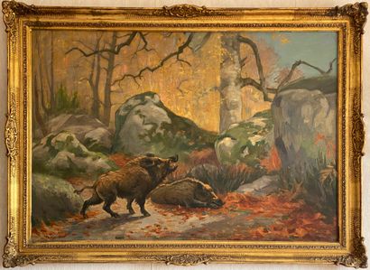 null Adolphe THOMASSE (1850-1930)

Sangliers dans un paysage d'automne

Huile sur...