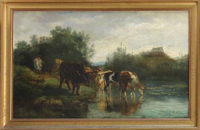 null BENJAMIN NETTER (1811-1889)

Vaches s'abreuvant

Huile sur toile, signée en...
