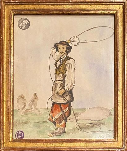 null ETTORE PISONI (1870-1947)

Gaucho holding his lasso

Watercolor and gouache,...