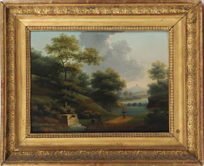 null FRENCH PATIENT OF THE FIRST HALF OF THE 19th CENTURY 

Animated River Landscape

Oil...