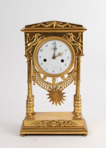 PORTICAL HANGER in gilt bronze, the dial...