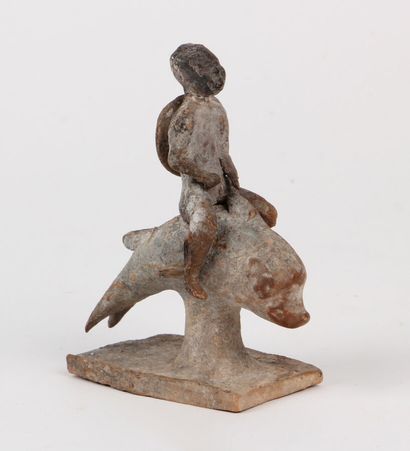 null EROS, shield in the back, riding a dolphin
Terracotta
Cyprus, 5th-4th century...