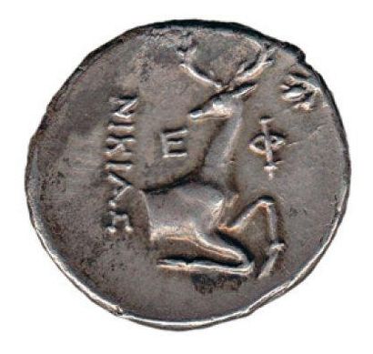 null Didrachme (258-202 av. J.-C.). 6,54 g. Buste d'Artémis à droite. R/ Ptotomé...