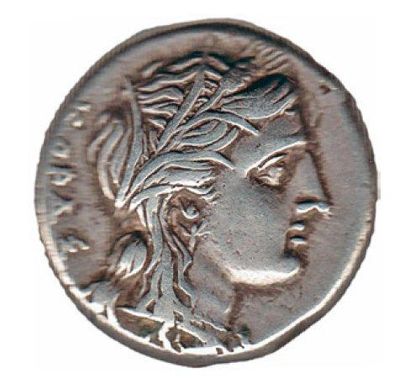 SYRACUSE Tétradrachme (305-300 av. J.-C.). 16,87 g. Règne d'Agathoclès. Tête d'Aréthuse...