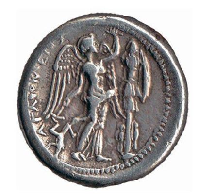 SYRACUSE Tétradrachme (305-300 av. J.-C.). 16,87 g. Règne d'Agathoclès. Tête d'Aréthuse...