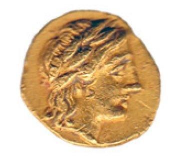 MACÉDOINE Ligue Chalcidienne: Olynthe (350-348 av. J.-C.). Quart de statère d'or....