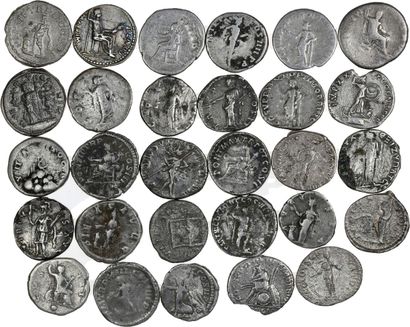 null Lot de 28 deniers romains de Tibère (14-37) à Julia Maesa (223).

On joint drachme...