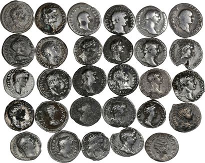 Lot de 28 deniers romains de Tibère (14-37)...