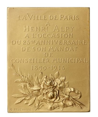 null FRANCE :

Plaquette en or 3 (750 millièmes). Henri Alpy, 25e anniversaire de...