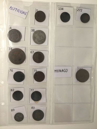 null Classeur de 196 monnaies variées en argent et métaux divers du XVIIe au XIXe...