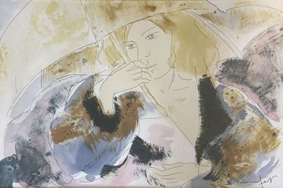 null ALAIN BONNEFOIT (BORN IN 1936)

Young Woman with Umbrella and Fur Coat

Ink...