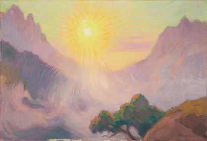 null VICTOR PROUVÉ (1858-1943)

Paysage de montagne ensoleillé

Huile sur toile,...