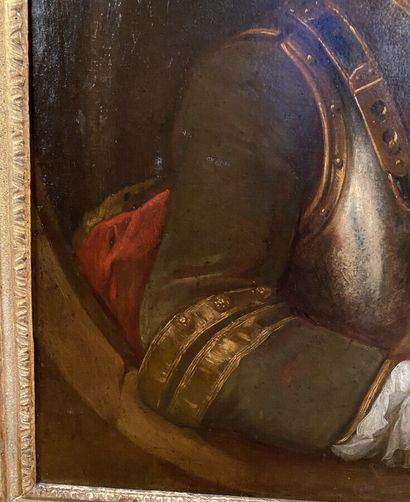 null ÉCOLE FRANÇAISE DU XVIIIE SIÈCLE 

Portrait d'homme à la cuirasse dans un encadrement...