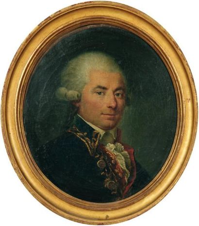 ÉCOLE FRANÇAISE du XVIIIe siècle Portrait d'un gentilhomme. Huile sur toile ovale....