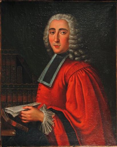 ÉCOLE FRANÇAISE du XVIIIe siècle Portrait d'un jeune capitoul en perruque. Huile...