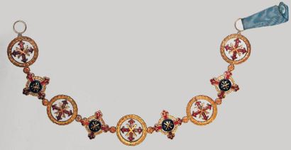 null ROYAUME DES DEUX SICILES Partie de collier de cérémonie, 382 x 35 mm, ancienne...