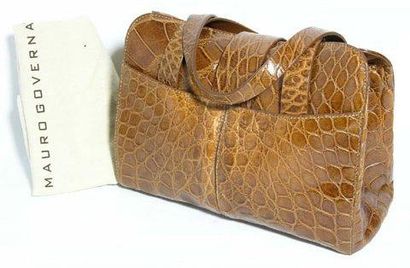 MAURO GOVERNA Sac en crocodile millénium cognac - 30x20x12 cm - Excellent état -...