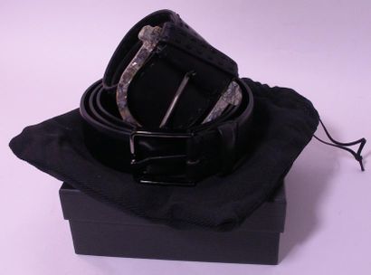 SANDER / Mc QUEEN Lot de 2 ceintures en cuir noir - Taille (Sander): 95 cm - Taille...