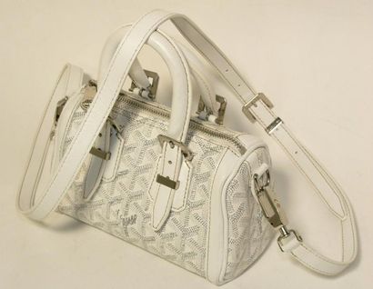 GOYARD Sac "Mini-Boeing" - Toile losine blanche - 17,5x10x10 cm - Etat du neuf