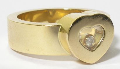 CHOPARD Bague en or jaune 18k et diamant "Happy diamonds" - Taille 54 - Largeur:...