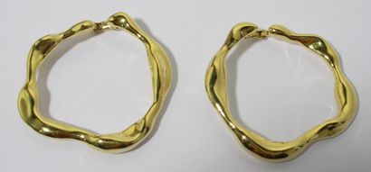 DIOR Paire de créoles (oreilles percées) en or jaune 18k "Nougat" GM - Diamètre:...