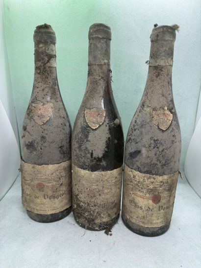 null 3 bouteilles CLOS VOUGEOT, Moingeon-Ropiteaux 1953 (ets, 1 LB ea, 1 MB, 1 B...