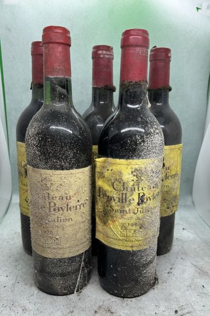 null 5 bouteilles Château LÉOVILLE POYFERRÉ, 2° cru Saint-Julien (4 de 1986, es,...