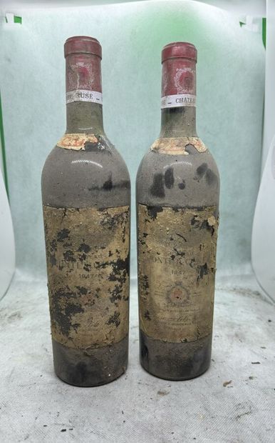 null 2 bouteilles Château PONTET-CANET, 5° cru Pauillac 1947 (ea, TLB, mise Cruse...