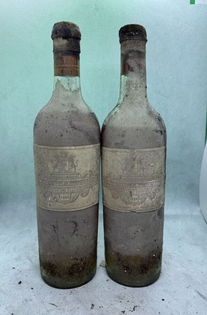 null 2 bottles Château FILHOT 1924, 2° cru Sauternes (ets, B)