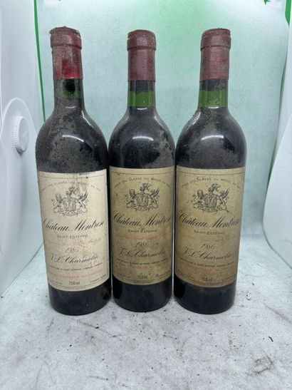 null 3 bouteilles Château MONTROSE, 2° cru Saint-Estèphe (elt, 2 de 1986, 1 de 1...