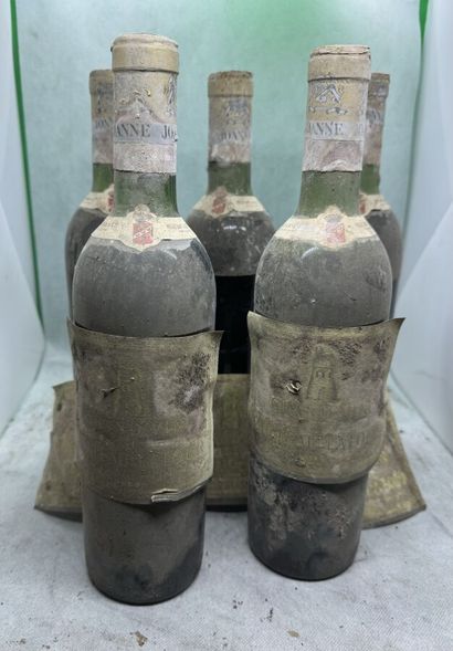 null 5 bouteilles Château LATOUR, 1° cru Pauillac 1966 (es, fânée, 1 TLB, 1 LB, 2...