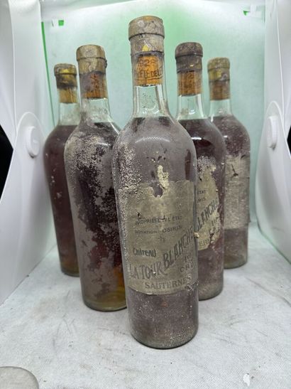 null 5 bottles Château LA TOUR BLANCHE 1928, 1° cru Sauternes (TLB, 1 ela, 2 ea,...