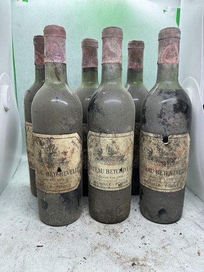 null 6 bouteilles Château BEYCHEVELLE, 4° cru Saint-Julien 1970 (ela, ett, LB)