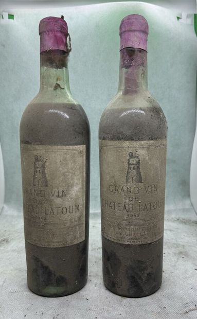 null 2 bouteilles Château LATOUR, 1° cru Pauillac 1943 (es, B)