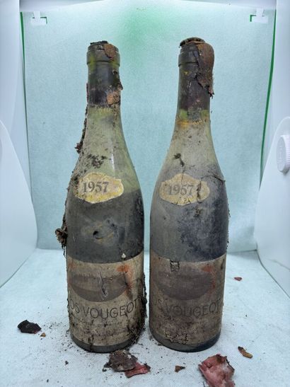 null 2 bottles CLOS VOUGEOT 1957, C. Noëllat (ets, ett, ela, 1 MB, 1 V, very damaged...