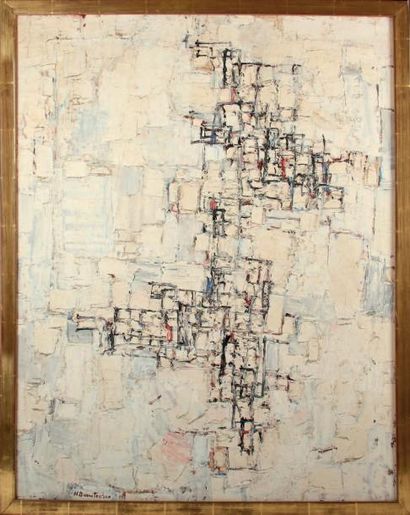 Natalia DUMITRESCO (1915-1997) COMPOSITION EN BLANC Huile sur toile, signée en bas...