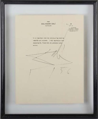 DALI A29. FAC SIMILE AUTOGRAPHE de DALI extrait du catalogue par Albert Field, 1...