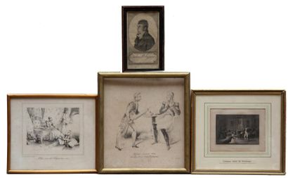 null LOT de QUATRE gravures et lithographies satiriques et portraits: Jules de Polignac....