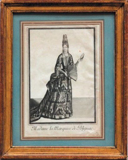 A. TROUVAIN, XVIIe siècle La marquise de Polignac Gravure en noir. Haut.: 31 cm -...