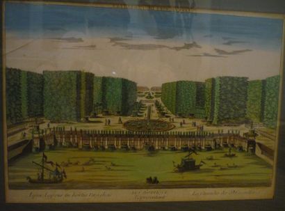 null Deux vues d'optique St Pierre de Rome, Les cascades de Versailles. 
XVIIIème...
