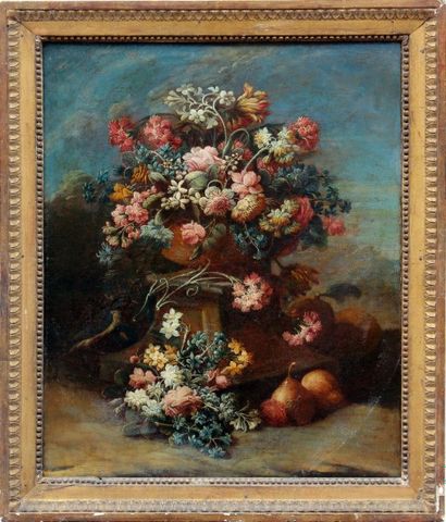 ÉCOLE ITALIENNE DU XVIIIÈME SIÈCLE Composition de fleurs variées dans une urne.

Huile...