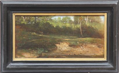 GAILLARD Clairière.

Huile sur papier marouflée sur bois, 1849.

Haut. : 17,5 cm...