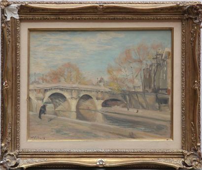 Pierre VILLAIN (XXème siècle) "Le pont Neuf - matin d'automne".

Huile sur isorel,...