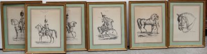 null LOT : six reproductions d'après Carl VERNET : Hussards et chevaux.

Baguette...