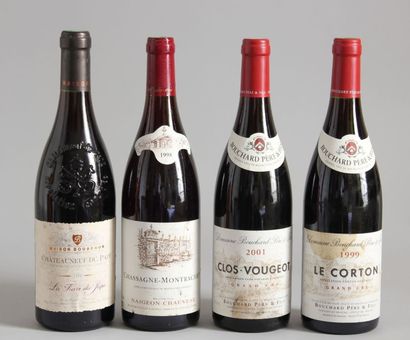 null Ensemble de 4 bouteilles : 

- 1 bouteille CHÂTEAUNEUF du PAPE, Bouachon, 1998.

-...