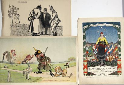 null DANS un CARTON DESSIN : Quatre affiches de Sem ; Trois lithographies « Triple...