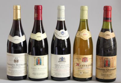 null Ensemble de 5 bouteilles : 

- 1 bouteille VOSNE ROMANÉE Mugneret Gibourg, 2000.

-...