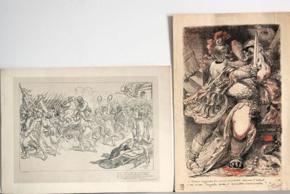 D’après Adolphe WILLETTE Trois lithographies, dont une en double.

